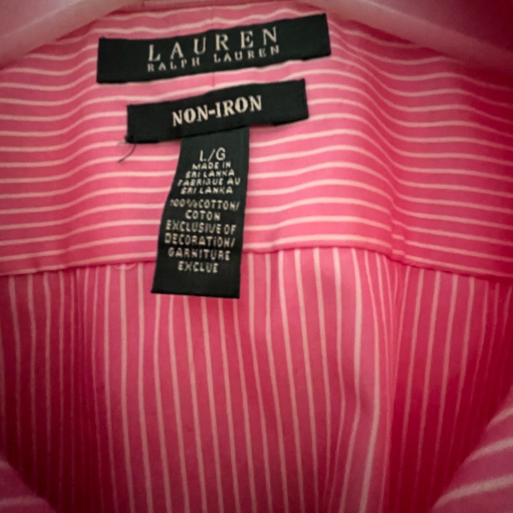Lauren Ralph Lauren Pink and White Striped Blouse